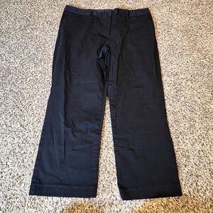 Lands End Black Straight Leg Chino Trousers Womens Size 16 Mid Rise Work Pants